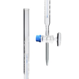 EISCO Lab Burette, 50mL - Schellbach Design for Accurate Miniscus Reading - Class B - 0.1mL White Graduations - Glass Stopcock - Borosilicate Glass Buret
