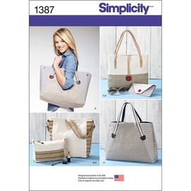 Simplicity 1387 Assorted Tote Bag, Purse, and Clutch Sewing Patterns, One Size Only