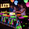 APUXXJUPA 4 Pack Glow in the Dark Tablecloths, Neon Table