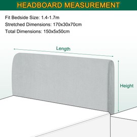 UXcell Bed Headboard Slipcover - 1.5m Stretch Dustproof Protector, Jacquard Furniture Cover for 1.4-1.7m Headboards, Grey