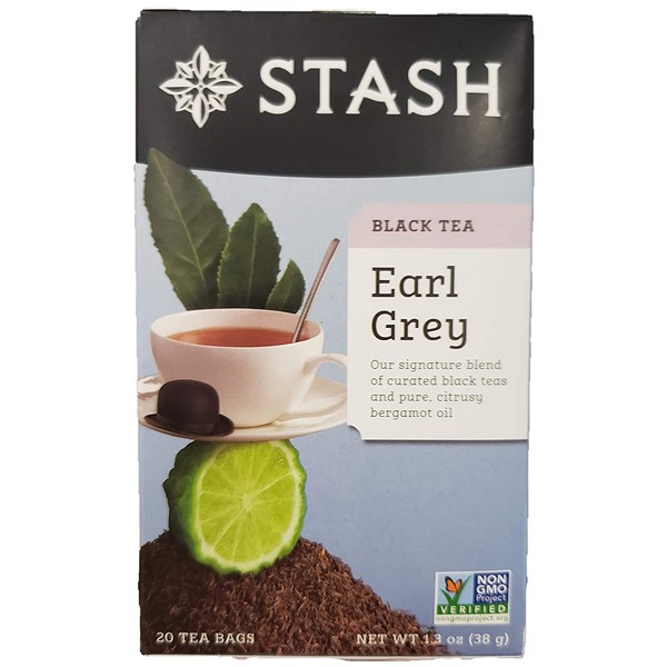 Stash Tea Black Tea (contains caffeine) - Earl Grey 20 foil tea bags (Pack of 2)