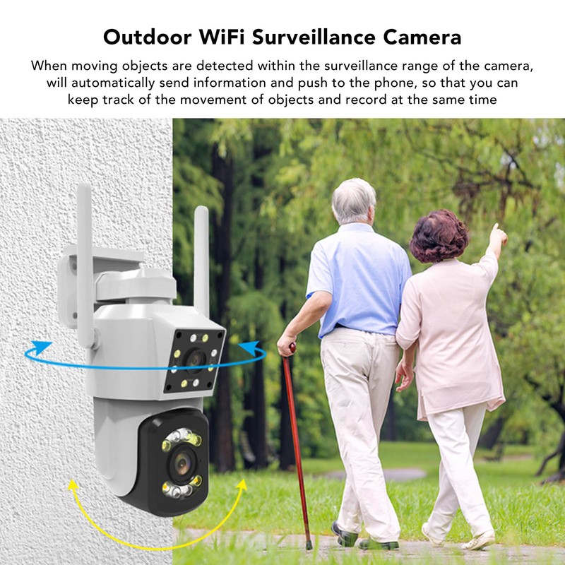 Outdoor WiFi Surveillance Camera 2 Lens Security PTZ IP Cam