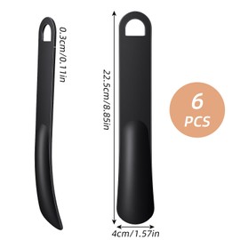 Tucnoeu 6pcs Black Shoe Horns for Men Women, Premium Plastic Shoehorn Set, Ergonomic Shoe Helper for Travel and Home Use