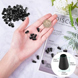 Haiker 20 Pcs Black Color Plastic Cord Lock Stopper Detachable Cap Cord Locks Stop End for Lanyard Backpack Clothing