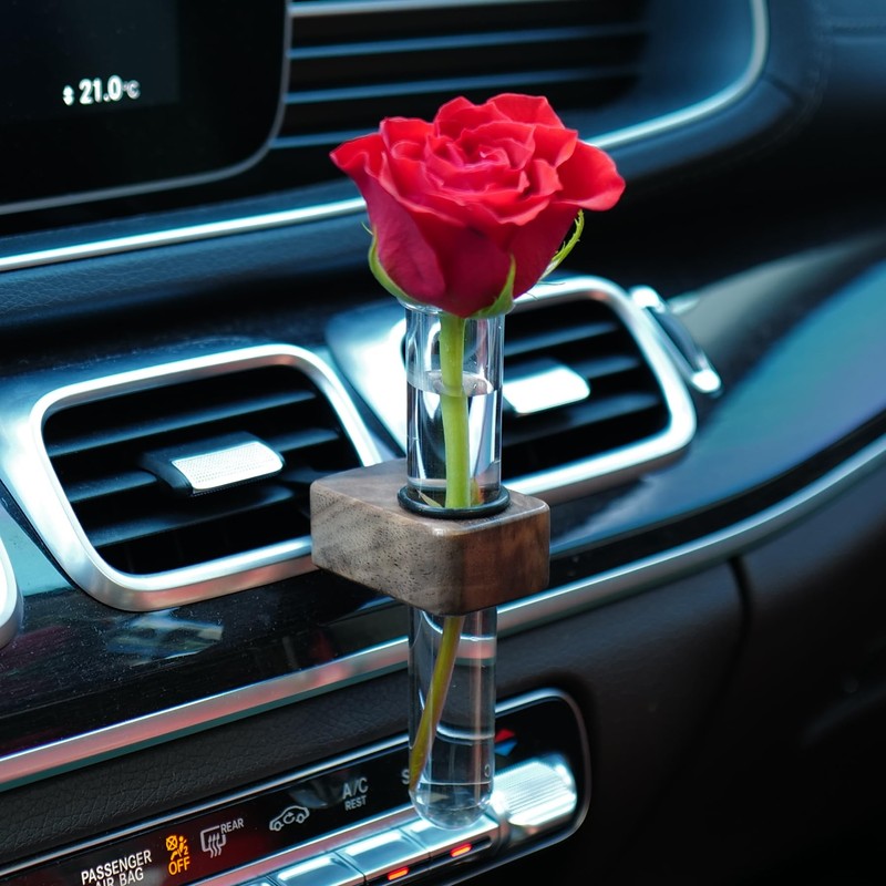LVBRT 2 PCS Car Propagation Vase Vent Clip, Black Walnut