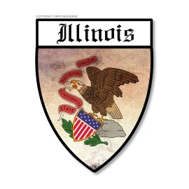 OwnTheAvenue Illinois Flag Badge Logo Vintage Style Car Truck Vinyl Sticker Decal 3.5"