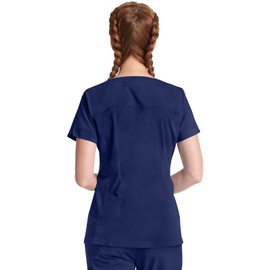 Healing Hands Purple Label Scrub Tops Women - 2-Way Stretch, V-Neck Jean Scrub Tops with 3 Pockets HH600, L, Navy