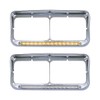 LEAVAN 2x Chrome Headlight Bezels 12" Amber LED Light with