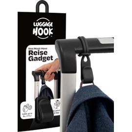 Luggage Hook The original travel gadget holds jackets and bags safely up to 8 kg, jacket gripper can be operated with one hand, hand luggage accessories for flight attendants, travel accessory in