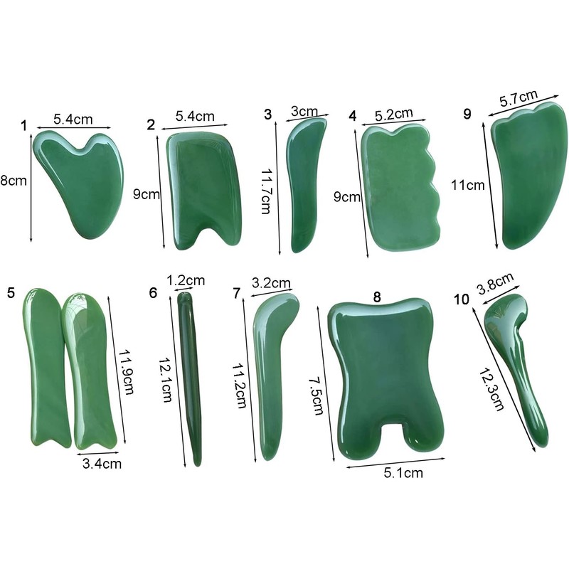 Sluswallow 1Pc Green Guasha Board Multiple Shapes Body Massage Synthetic