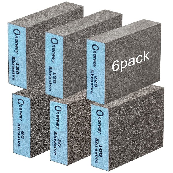 Onarway Sanding Blocks 6 Pack Wet and Dry Dual-use Sanding