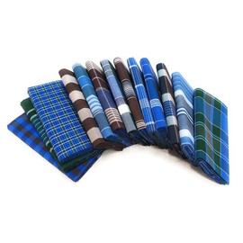 VAKRATUNDA KITCHENWARES Handloom 100% Pure Cotton Checked Lungi/Dhoti/Sarong/Wrap/Beach Wear for Mens - 3 Piece Combo Pack, Blue, 2.25 meters
