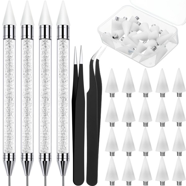 Tatuo 4 Pcs Dual-ended Rhinestone Picker Tool Handle Rhinestones Applicator