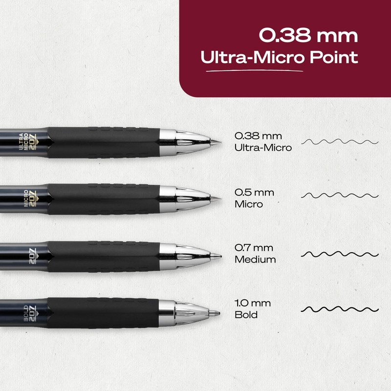 uniball™ 207 Gel Pens, Blue Ink, 0.38mm Ultra Micro Point,
