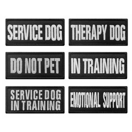 Antrix 6 Pieces Dog Patch Service Dog/Therapy Dog/in Training/Do Not Pet/Emotional Support/Service Dog in Training Embroidered Emblem Patches for Service Dogs Animals- 3.5x1.6 inch
