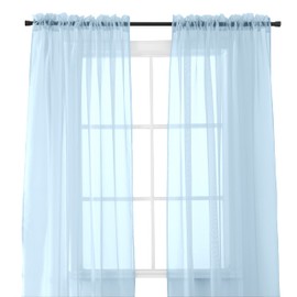 Elegant Comfort 2-Piece Sheer Panel with 2inch Rod Pocket - Window Curtains 60-inch Width X 84-inch Length - Light Blue