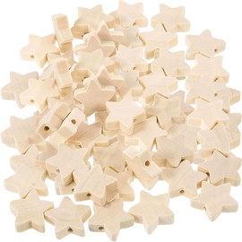 Hayaww Pack of 50 Wooden Stars, Wooden Beads, Spacer Beads, Wooden Five-Pointed Star Beads for DIY Crafts, Necklace, Bracelet, Making Accessories