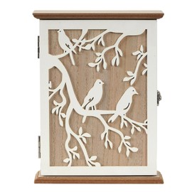 FDDU Geometric Cavity Picture Key Cabinet, Wooden Key Box, Key Cabinet Wood, with 6 Key Hooks, Scandinavian Style, for Storing Keys and Small Items
