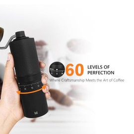 Macnoa Grind Craft Manual Coffee Grinder – 60 Grind Settings, Titanium Burr, Compact and Portable for Espresso, French Press, and Pour Over Brewing, Black.
