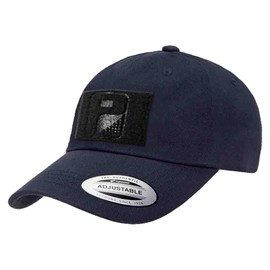 Pull Patch Tactical Hat | Dad Cap Curved Bill with Brass Buckle Closure | 2x3 Inch Loop Surface to Attach Morale Hook Patches, Navy Blue, 6 5/8-7 5/8