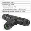 2PCS 2 Way Junction Box, T Shape Outdoor IP68 Waterproof