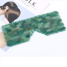 TOPINDUnisex natural jade eye mask, multi-color handmade eye mask, anti-aging hot compress or cold treatment, cool and soothing (Green)