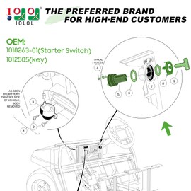 10L0L 12 Volt Ignition Key Switch for Club Car DS, Limo, Turf, Carryall 1 & 2 1996-up Gas Golf Cart, OEM 101826301, 1012505