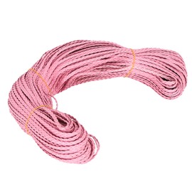 PU Braided Rope 3‑Strand Twist Braid DIY Jewelry Bracelet Necklace Accessory 5mm Pink 100meter