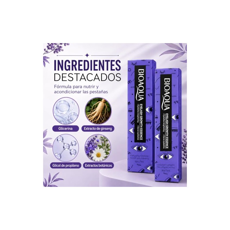 BIOAQUA Pack 2 Serum para Cejas, Pestañas, Línea del Cabello