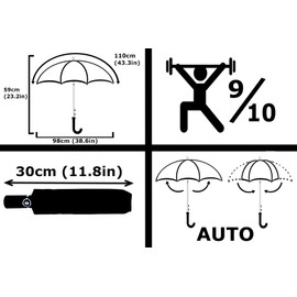 COLLAR AND CUFFS LONDON 80KPH Pocket Umbrella Automatic Small – Umbrella Ventilation Cover Foldable – Strong Windproof Reinforced with Fibreglass – Auto Up and Close – Travel, red, One size