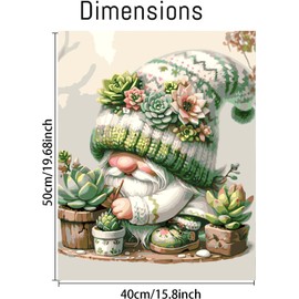 MjhRcll Gnome Succulents Paint by Numbers for Adults,Cute Gnomes Paint by Number for Adults Beginner,Easy Paint by Number Canvas for Relax and Home Wall Decor 16X20 Inch（Without Frame）
