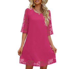 LookbookStore Summer Dresses for Women 2024 Date Night Dresses Spring Dresses for Women Knee Length Wedding Guest Dresses for Women Cocktail Dress Aurora Pink Size XX-Large Fits Size 20 / Size 22