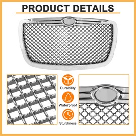 DIBON AUTO Front Bumper Grille For Chrysler 300 300C 2005-2010 Upper Hood Mesh Grill (2005-2010)