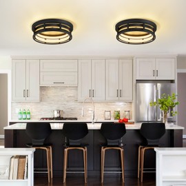 ZHU YAN LED Flush Mount Ceiling Light Fixture,Modern Hallway Light Fixtures Ceiling,3 Color Selectable Light Fixtures Ceiling Mount for Kitchen Hallway Entry Bedroom (2 Pack)