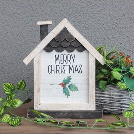 Merry Christmas Wooden House Table Decor, Rustic Farmhouse Freestanding Christmas Ornaments, Xmas Party Decorations