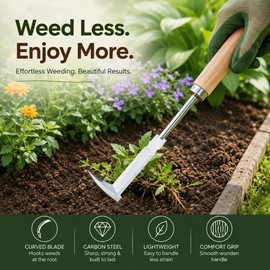Manual Weeding Sickle for Garden & Crack Cleaning – Heavy-Duty Carbon Steel Weed Cutter for Yards, Paths & Roadsides