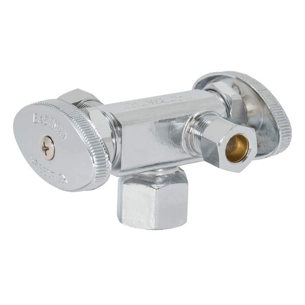 Eastman 04325LF Multi-Turn Dual Outlet 3-Way Shut-Off Valve, 1/2 inch