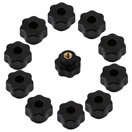 Estrella de rosca hembra M625 10 unidades pomos plástico negro universal tuercas sujeción cabeza redonda para agujero pasante
