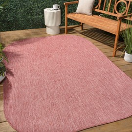 JONATHAN Y SHP100E-4 Miles Modern Minimalist Radius Corner Solid Light Rose 4 ft. x 6 ft. Indoor/Outdoor Shaped Area Rug, Pet Friendly, Non-Shedding, Stain Resistant, Easy-Cleaning for Backyard