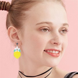Cute Lemon Earrings for Women Exaggeration Big Lightweight Acrylic Yellow Lemon Slices Fruit Dangle Drop Statement Earrings Fun Summer Vacation Jewelry Gifts (Lemon)
