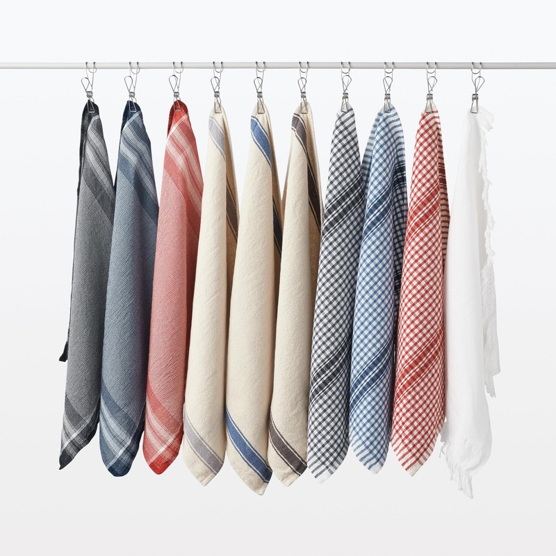 MUJI MC0ZQA3A Indian Cotton Multi Cross/Random Check Off White x