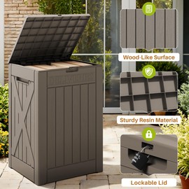 Devoko 48 Gallon Package Delivery Box Outdoor Secure Lockable, Waterproof Deck Box PP Material Storage Container for Porch, Deck (Brown, 48 Gallon)