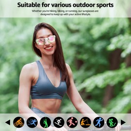LVIOE Sport Sunglasses Polarised for Women, Wrap-Around Design with UV400 Protection for Running, Cycling, Hiking