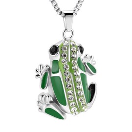 QGJNSGC Cremation Jewellery Urn Necklace for Ashes, Frog Charm Memory Pendant, Keepsake Locket Frog Shaped, Stainless Steel