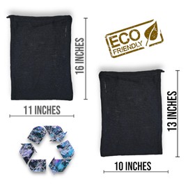 CHILAKALA Cotton Storage Produce Bags - Pack of 4 (2 Large, 2 Small) Reusable Double-Stitched Bags for Vegetables, Fruits, Snacks, and Food Storage, Black