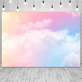 ABLIN 8x6ft Pink Clouds Photography Backdrop for Party Rainbow Cloud Abstract Sky Photography Background for Wedding Baby Shower Party Supplies Vinyl Birthday Banner Props