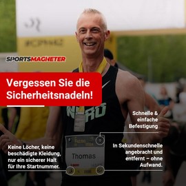 SPORTSMAGNETER Running Magnets with Heart Design - Marathon Free Race Number Holder - Skin-friendly & Comfortable Fit - Protects Clothes from Holes - Pack of 4