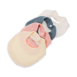 DECHOUS 4Pcs Bandana Drool Bibs Double Layer Cotton Muslin Teething Bibs for Newborns Boys Lightweight Soft Absorbent Pompom Design for Everyday Use