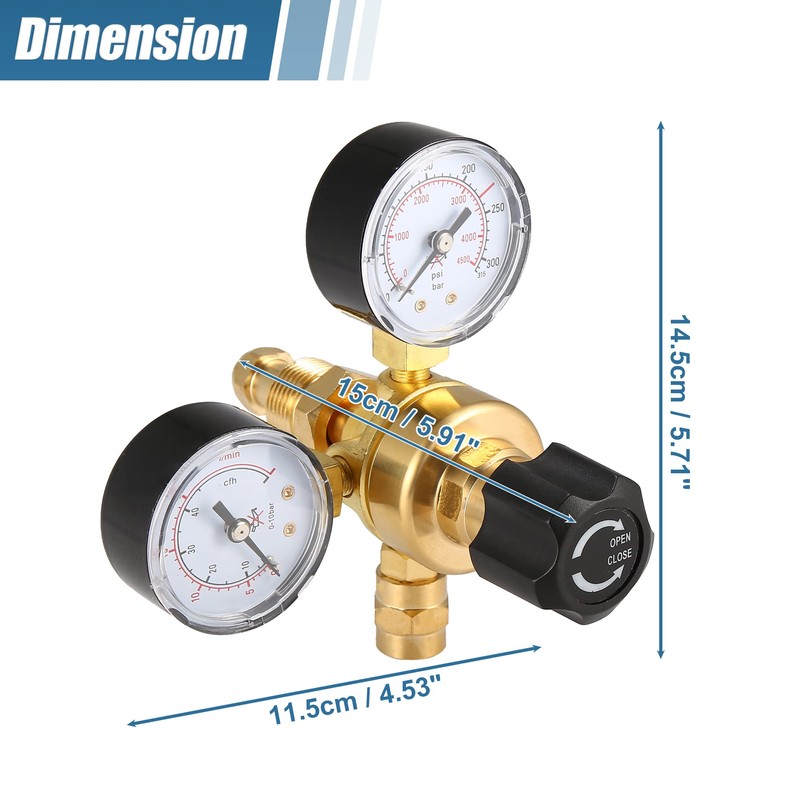 X AUTOHAUX Dual Gauge Argon CO2 Regulators Gauges Pressure Regulator