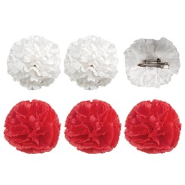 Flamenca-Blume, Haarnadeln für Damen und Herren, Rot / Weiß, mit Clip, Zubehör für Sevillana, Apriltanz, Flamingo, Chulapo, Kostüm, Party, 6 Stück, Rot / Weiß